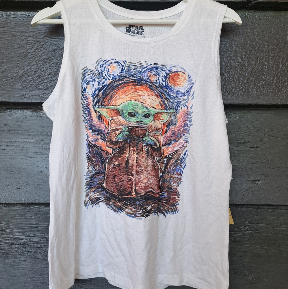 NWT Star Wars Mandalorian Van Gogh graphic tank top size L